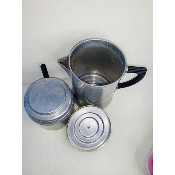 Vintage Wear-Ever Aluminum Coffee Pot Bakelite Handles 2209 3-9 cup USA 3 Piece - Picture 15 of 15